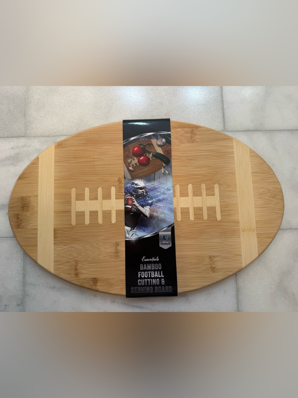 Living Concepts Bamboo Football Cutting & Serving Board - Natural Bamboo